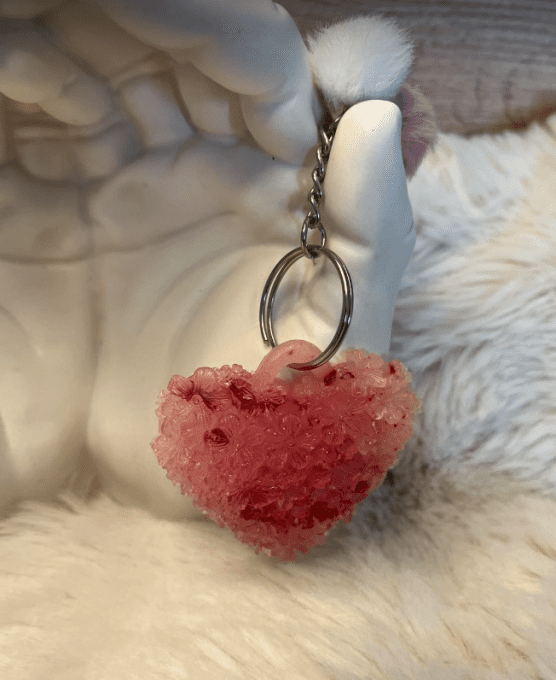 Porte-clés coeur rose