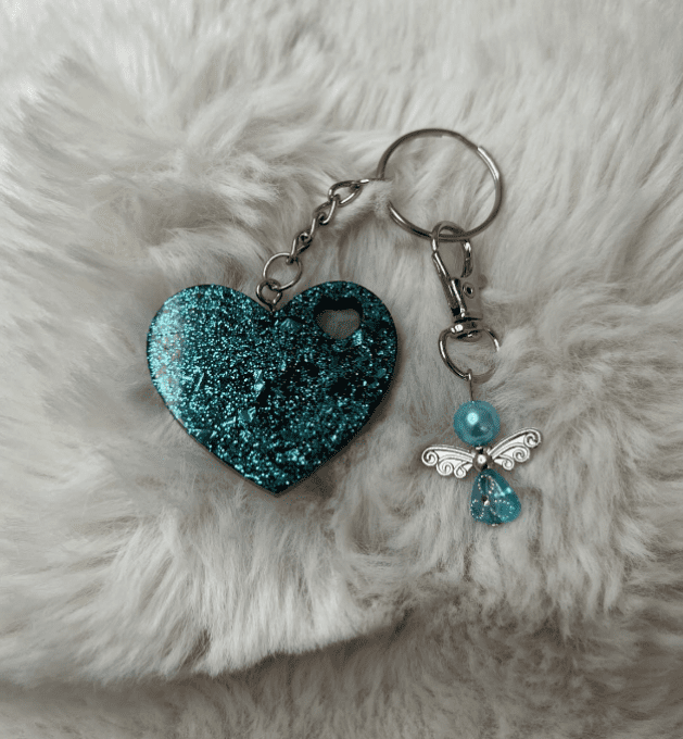 Porte-clés coeur bleu turquoise